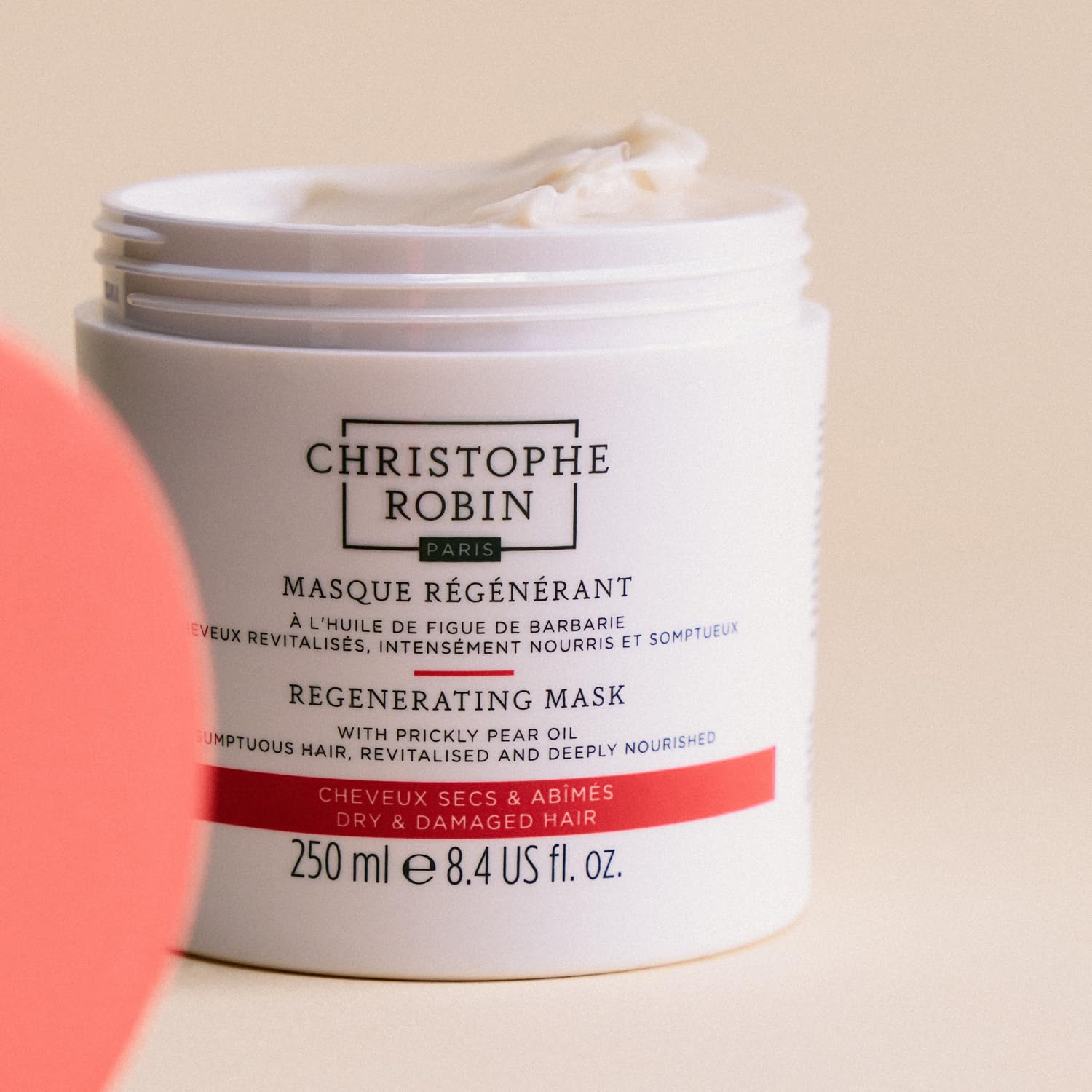 Christophe Robin label close-up showing natural-origin claim and vegan cruelty-free benefit