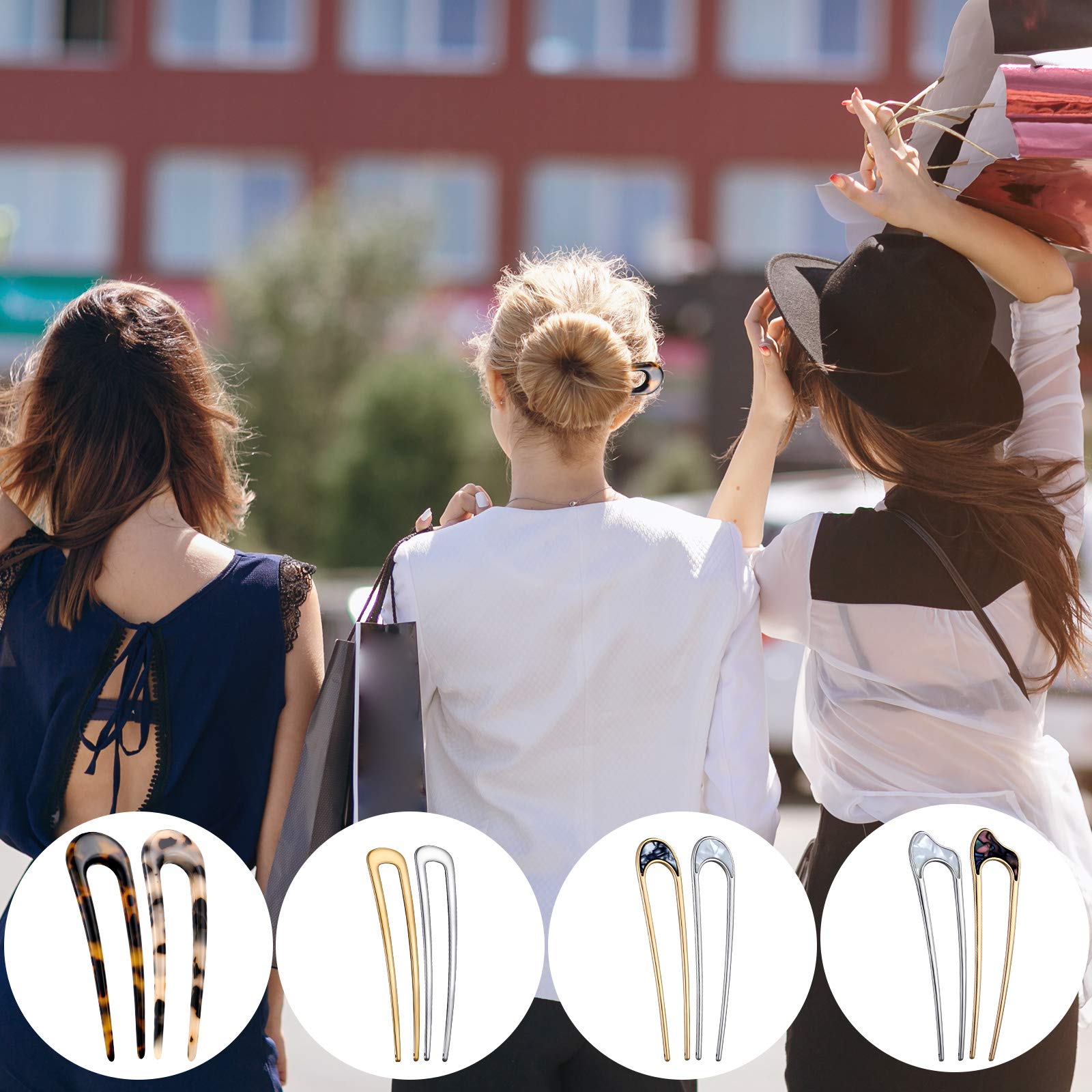 Chuangdi eight hair pins laid flat showing variety and mix-and-match styling advantage