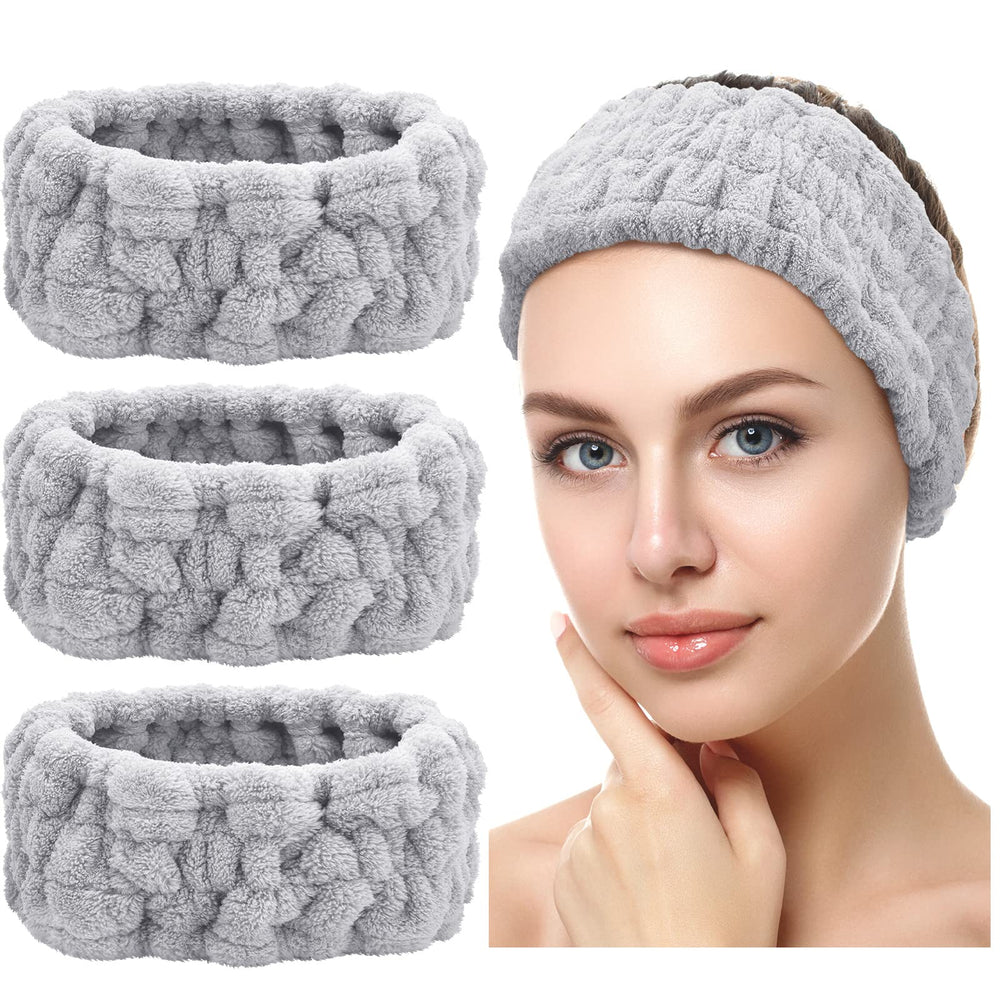 Chuangdi front view of three gray headbands showing set and simplicity benefit