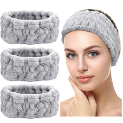 Chuangdi front view of three gray headbands showing set and simplicity benefit