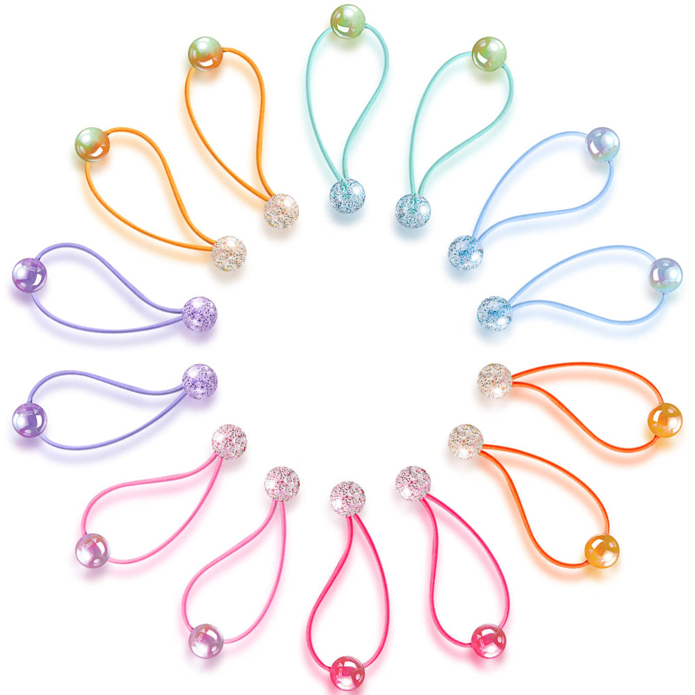 Chuangdi front packaging showing 14 colorful double-ball hair ties, convenient set
