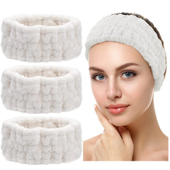 Chuangdi front view of three white headbands showing tidy packaging and usefulness