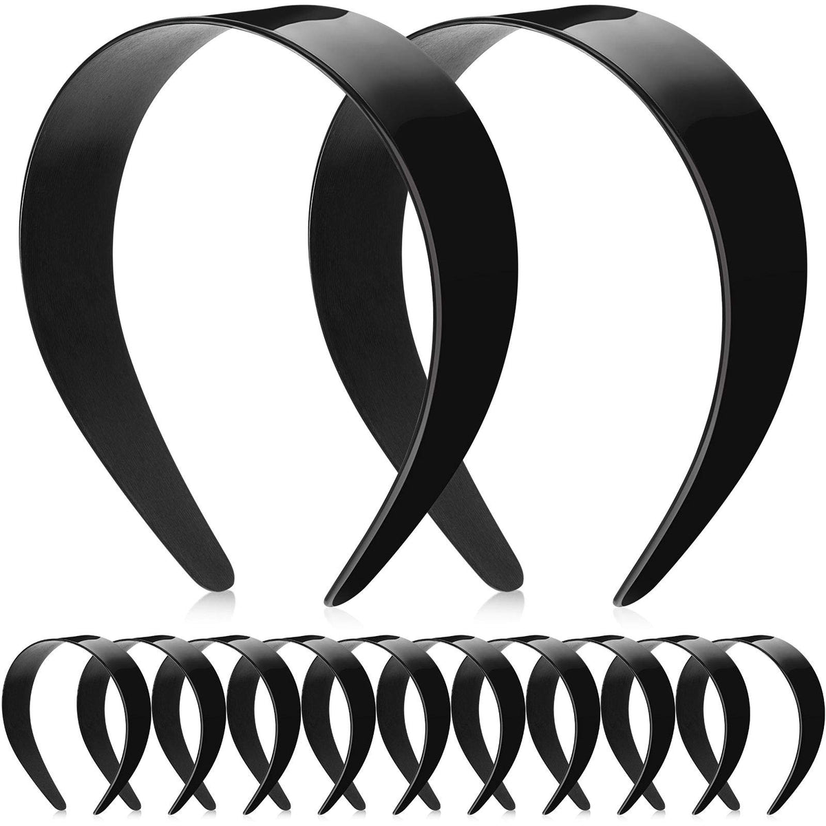 Chuangdi front view pack showing twelve black headbands for everyday use
