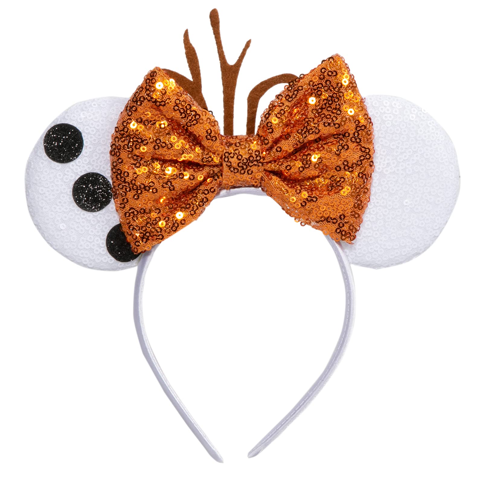 CHuangQi front view headband showing ears and shiny bow, vibrant party look