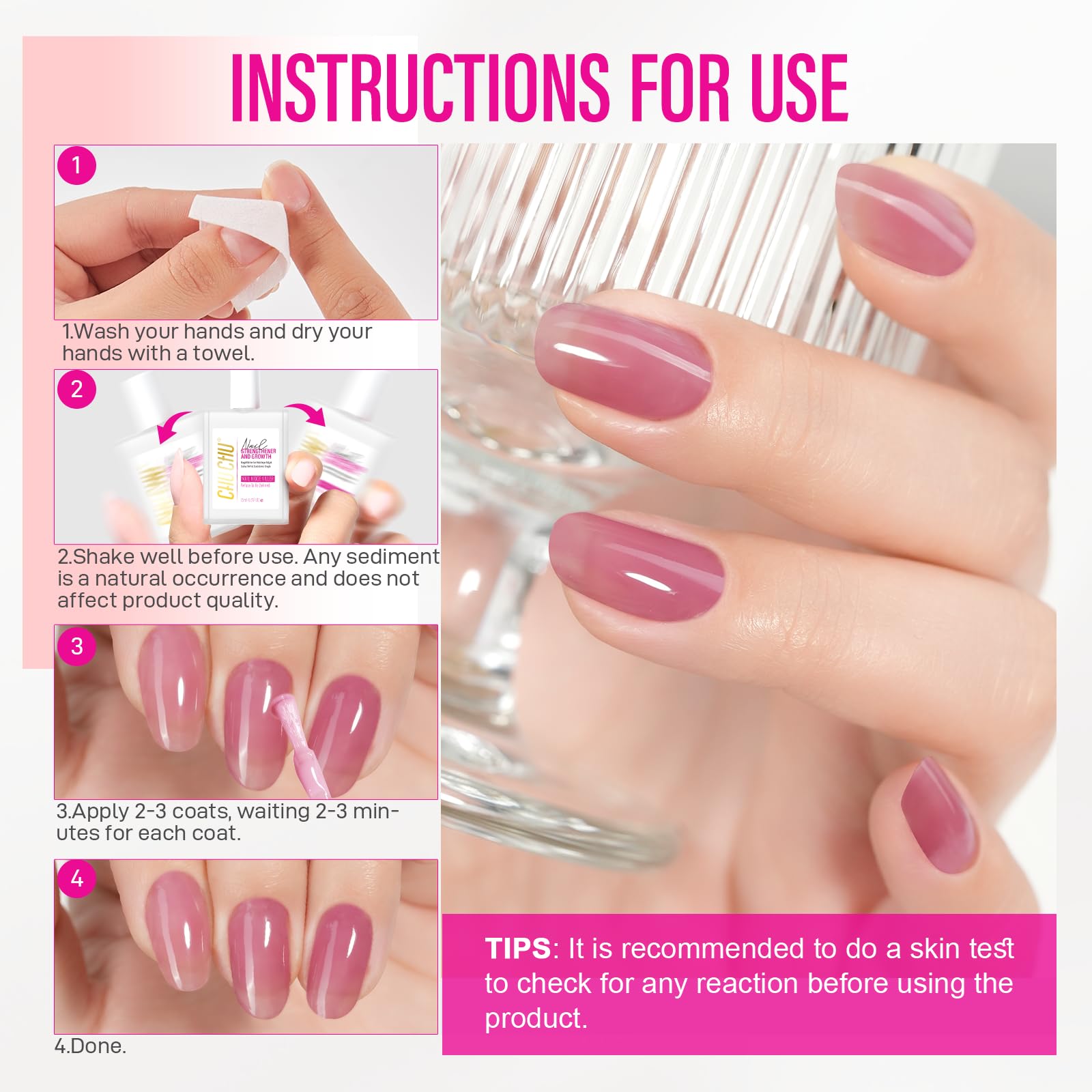 CHUCHU held during home manicure demonstrating easy application benefit