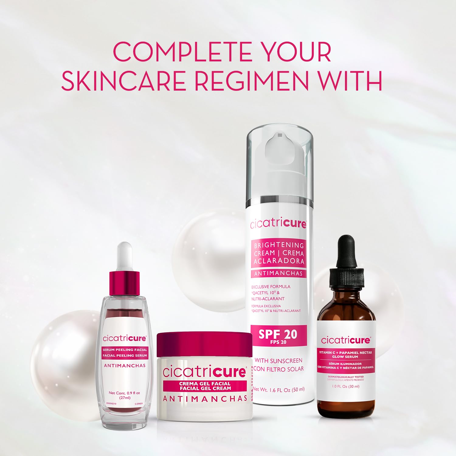 Cicatricure on bathroom shelf in spa setting suggesting everyday ritual benefit