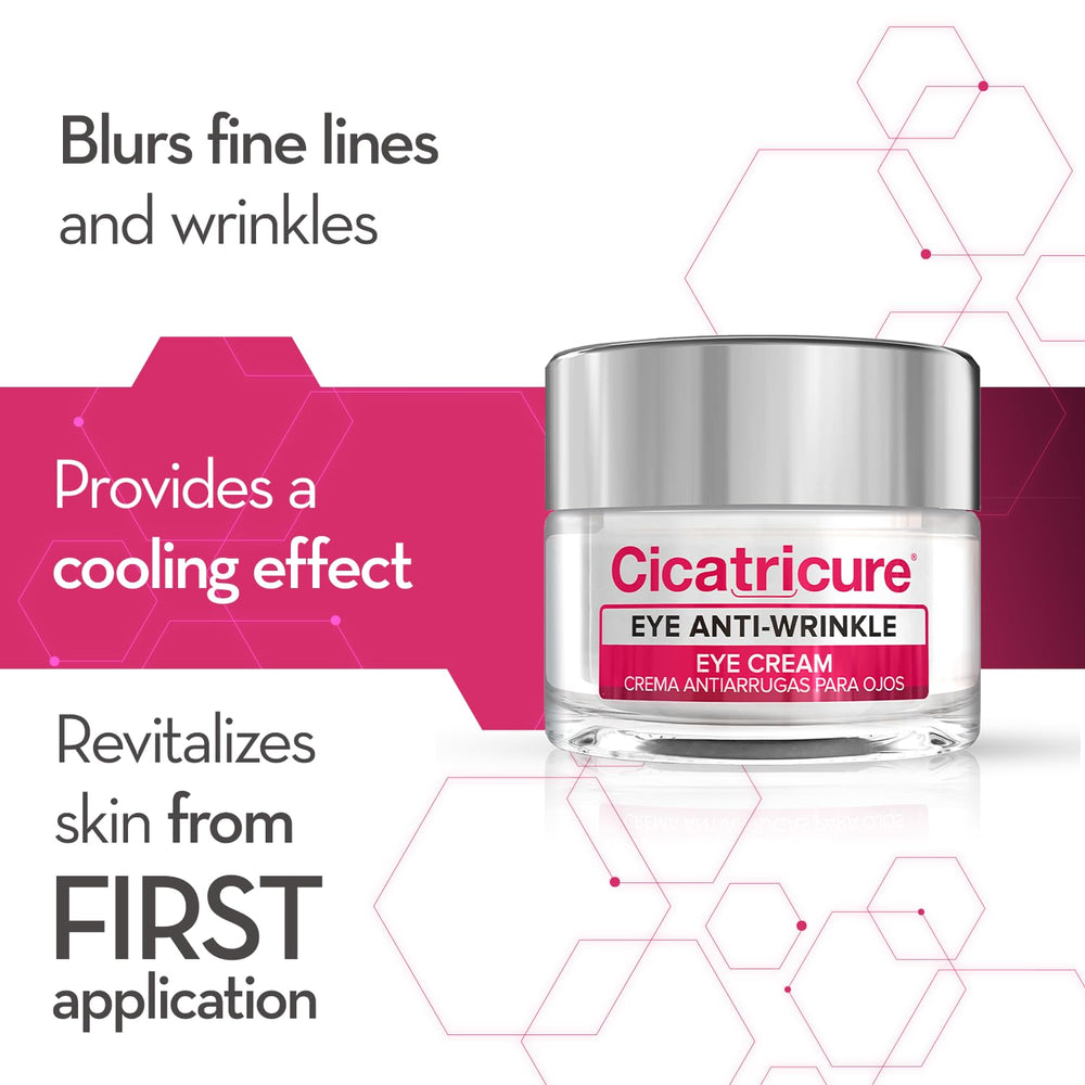 Cicatricure cream-gel texture close-up, silky finish for smoother eyes