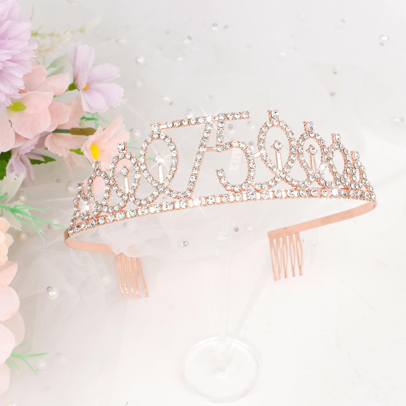 CIEHER crown close-up of rhinestones highlighting sparkle for photos