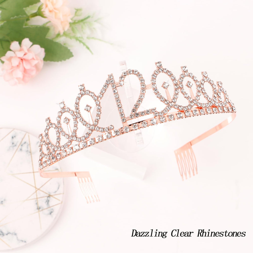 CIEHER flatlay of crown, sash, and pins displaying all included celebration pieces