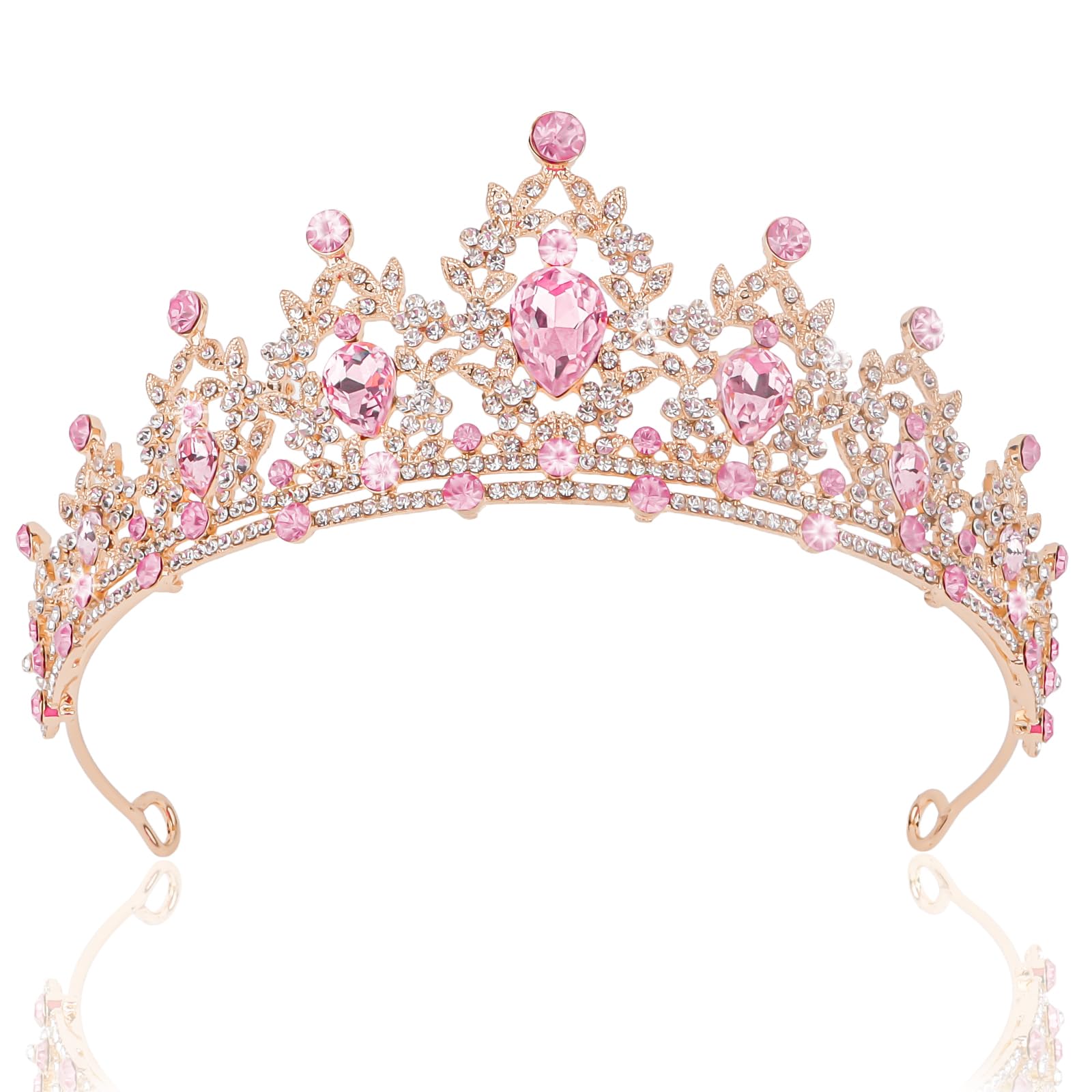 CIEHER front view pink crown showing full rhinestone sparkle and elegant shape