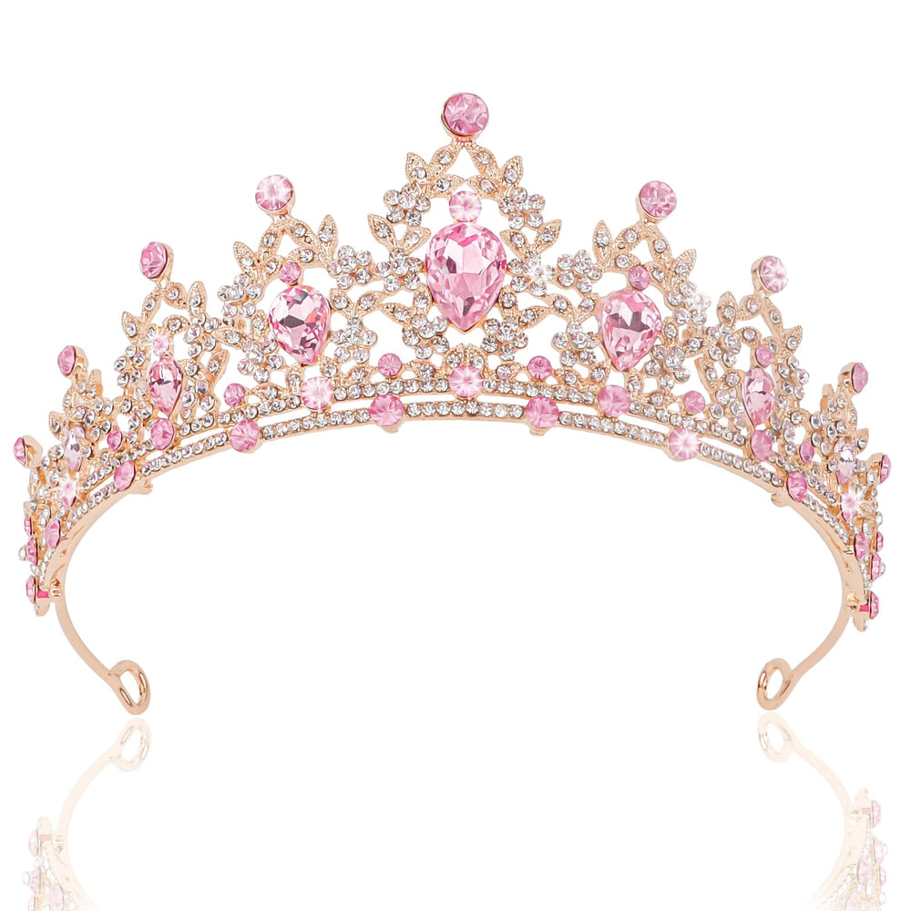 CIEHER front view pink crown showing full rhinestone sparkle and elegant shape