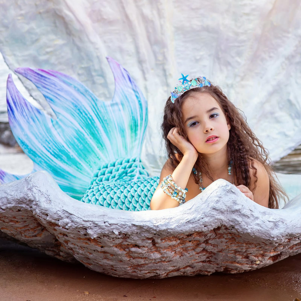 CIEHER mermaid crown seashell close-up displaying crystal accents and texture