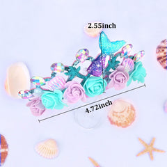 CIEHER mermaid crown next to ruler for size comparison, indicates fit
