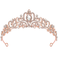 CIEHER rose gold tiara front view showing regal silhouette and sparkle benefit