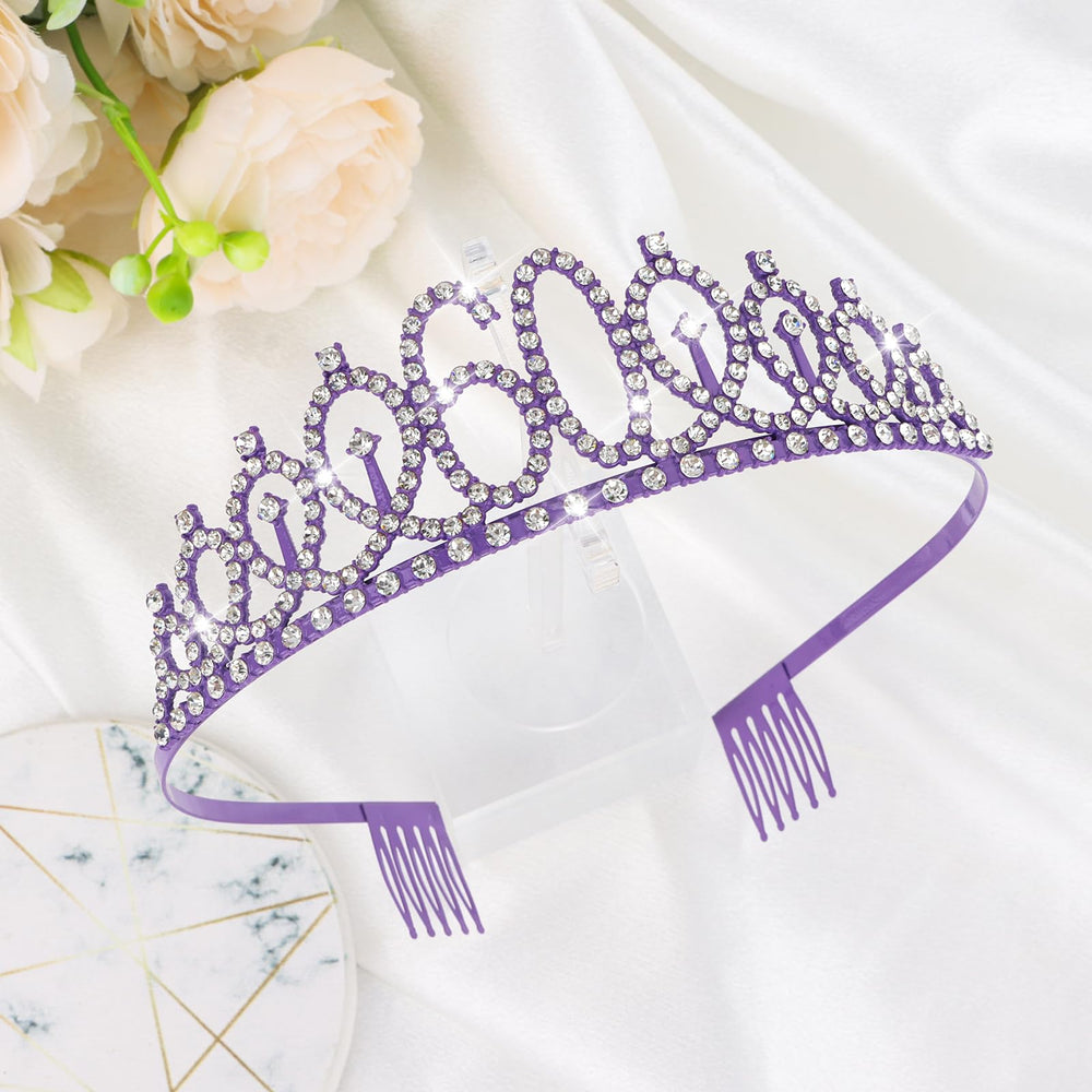 CIEHER full-length purple satin sash with gold hot-stamped '60 & Fabulous' lettering