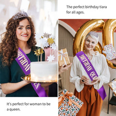 CIEHER sash gold lettering detail showing "BIRTHDAY QUEEN" visibility