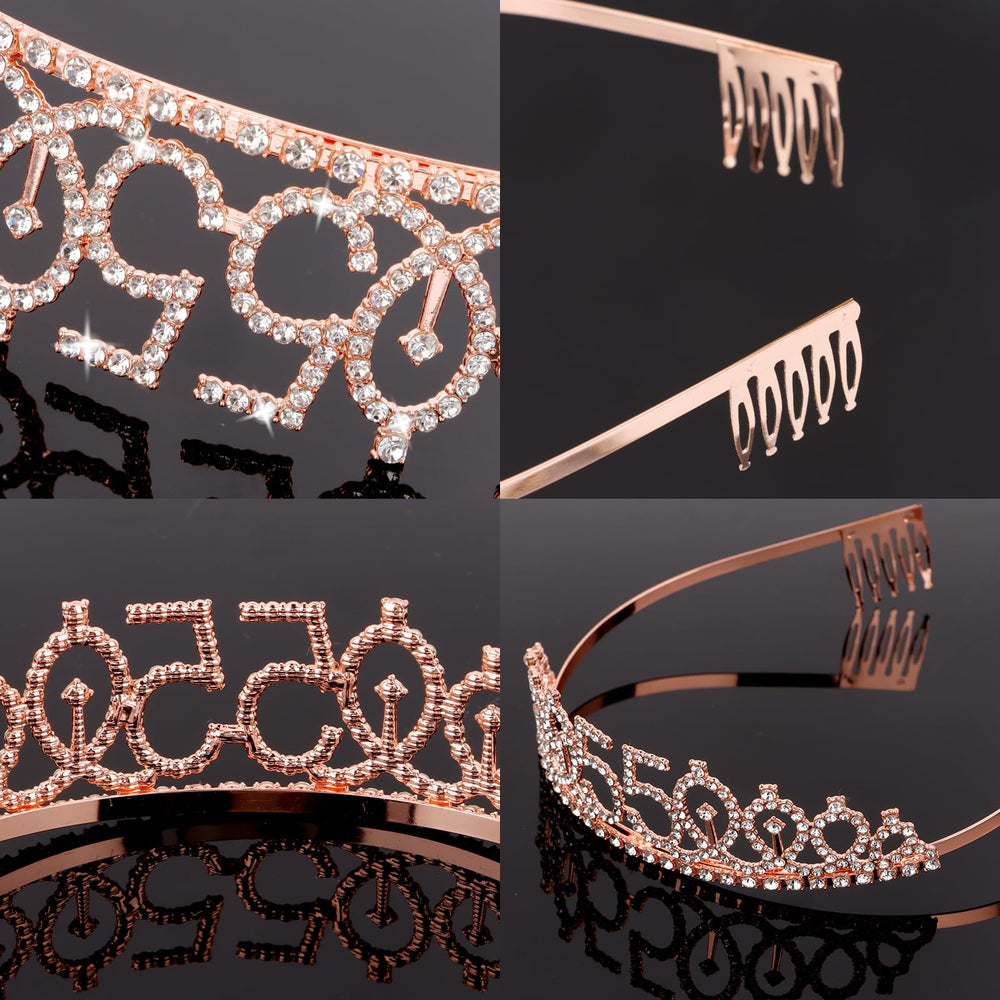 CIEHER sash lettering close-up showing rose-gold ‘55 & Fabulous’ shine