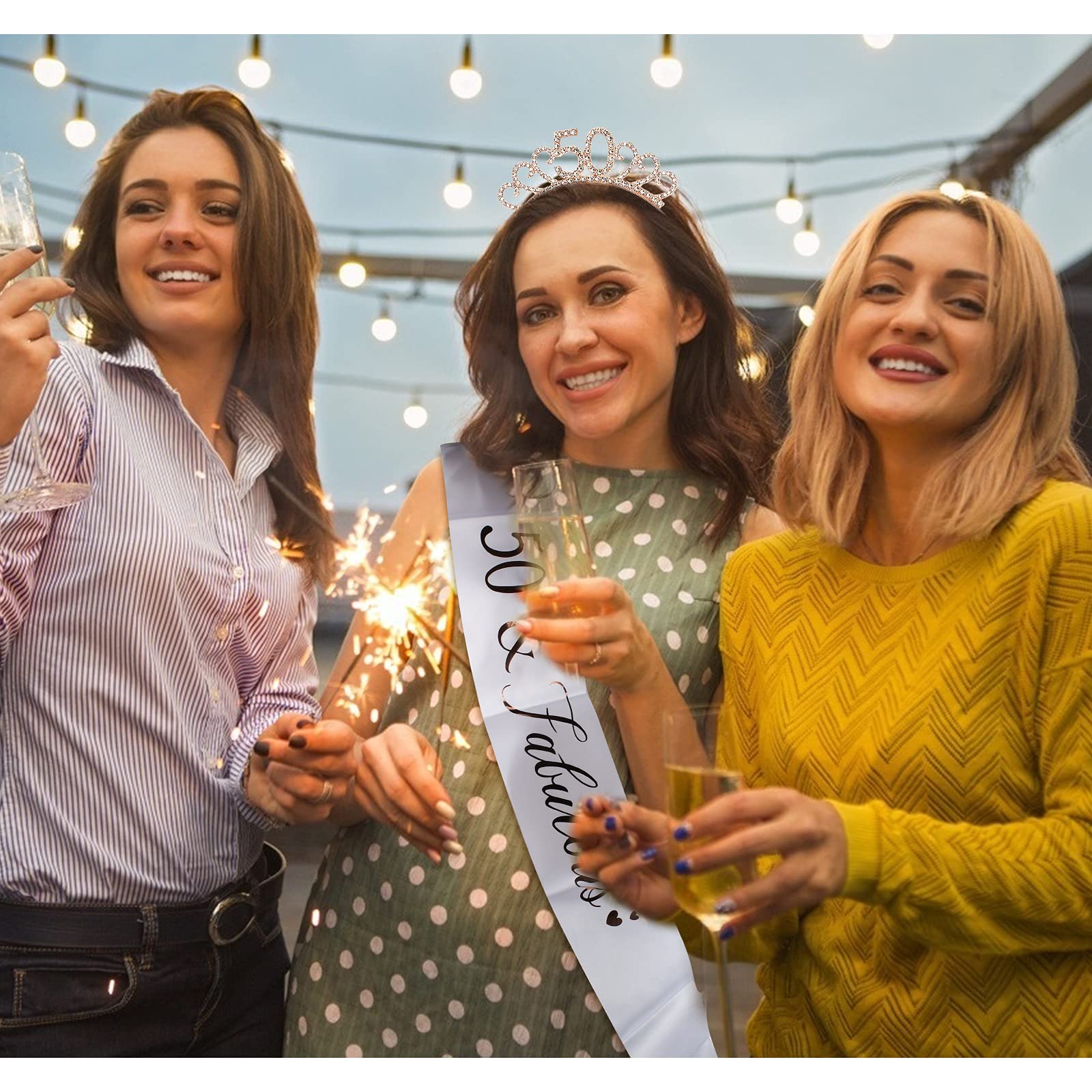 CIEHER tiara worn by model in lifestyle shot boosting party confidence