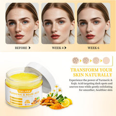 CIELARA pad soaked in turmeric kojic serum showing concentrated actives
