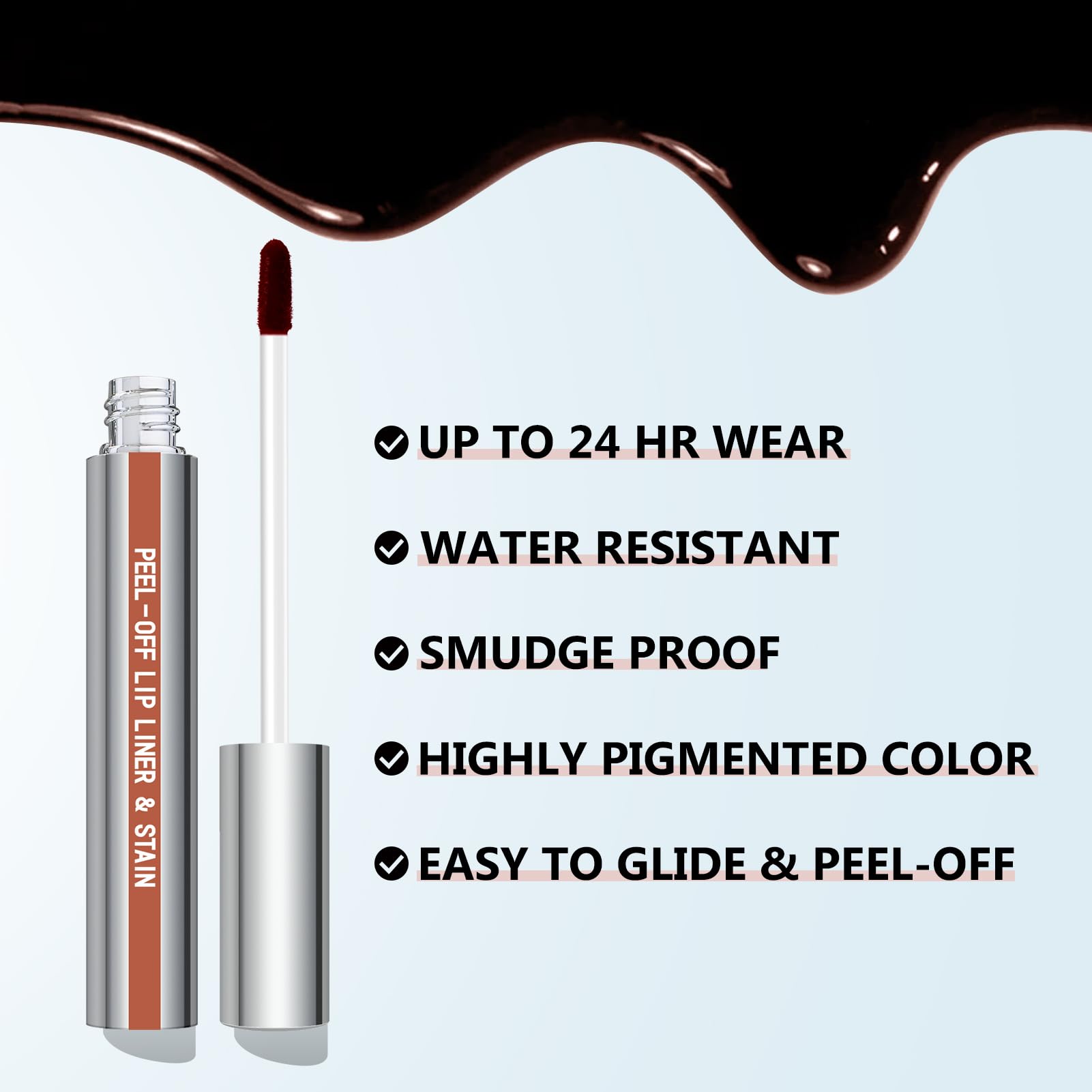 Cilrofelr application with pointed tip for precise lip lining benefit