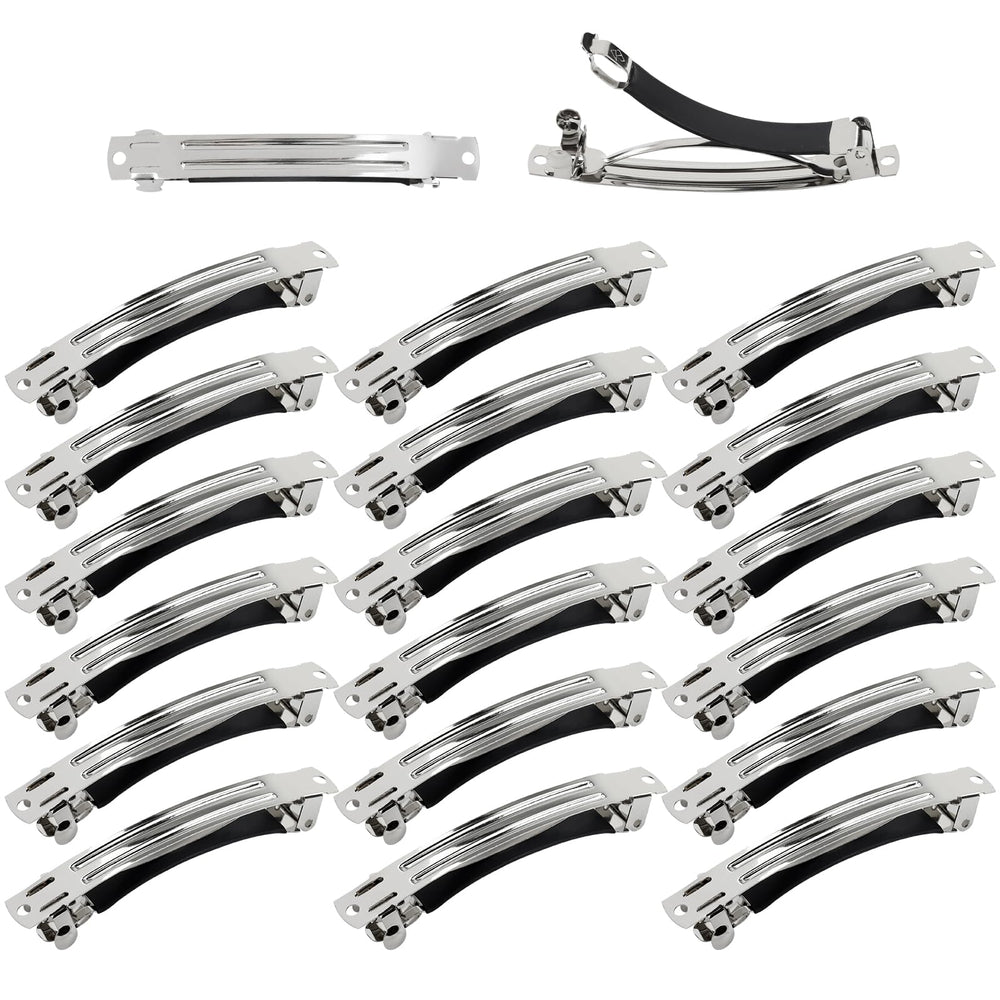 Cinaci front packaging of 20-pack 3-inch silver barrettes showing quantity and finish for easy purchase