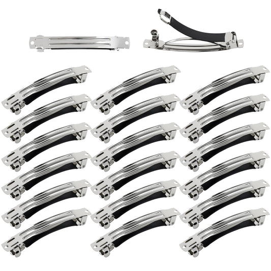Cinaci front packaging of 20-pack 3-inch silver barrettes showing quantity and finish for easy purchase