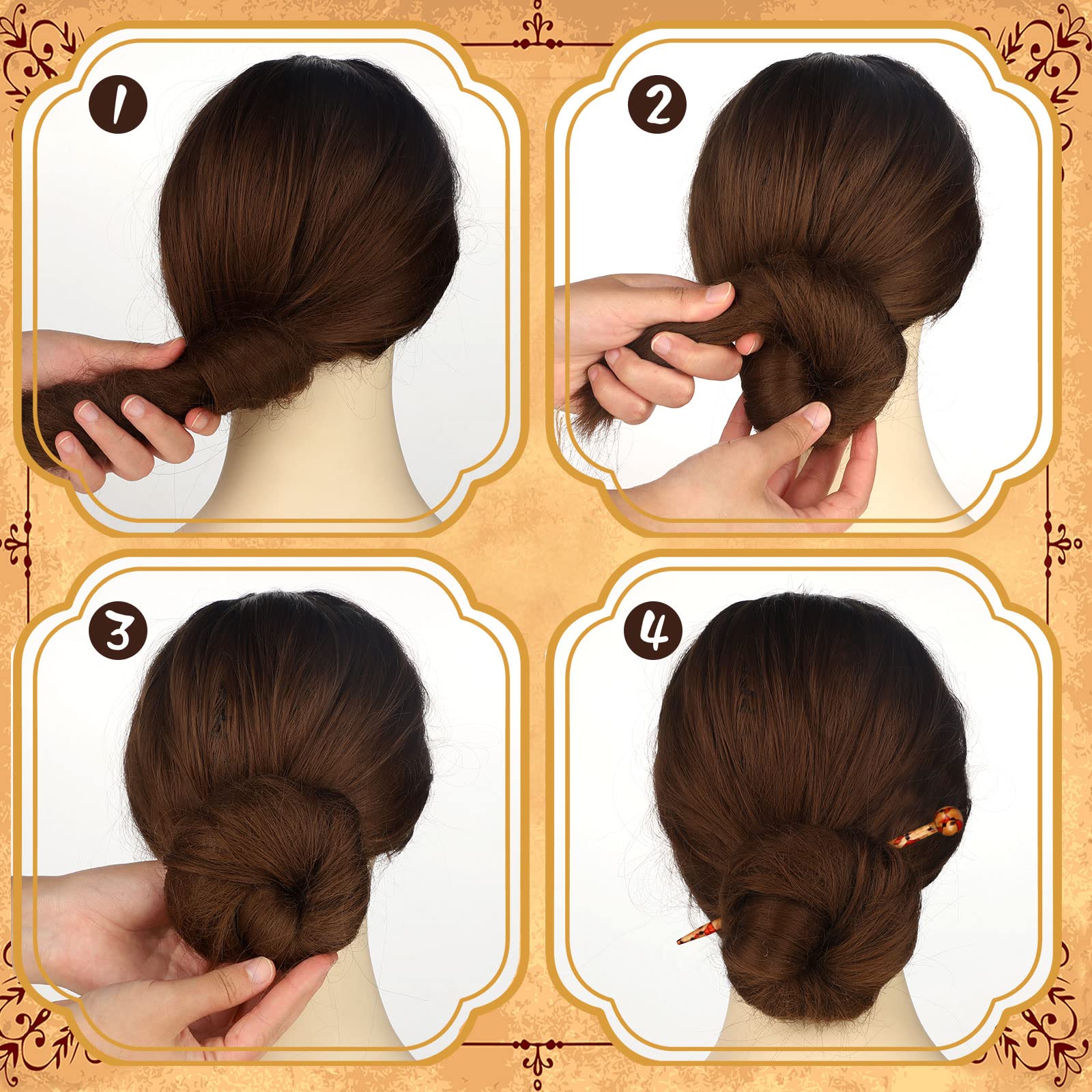 Cindeer hair sticks in a bun demonstrating secure hold and elegant styling benefit