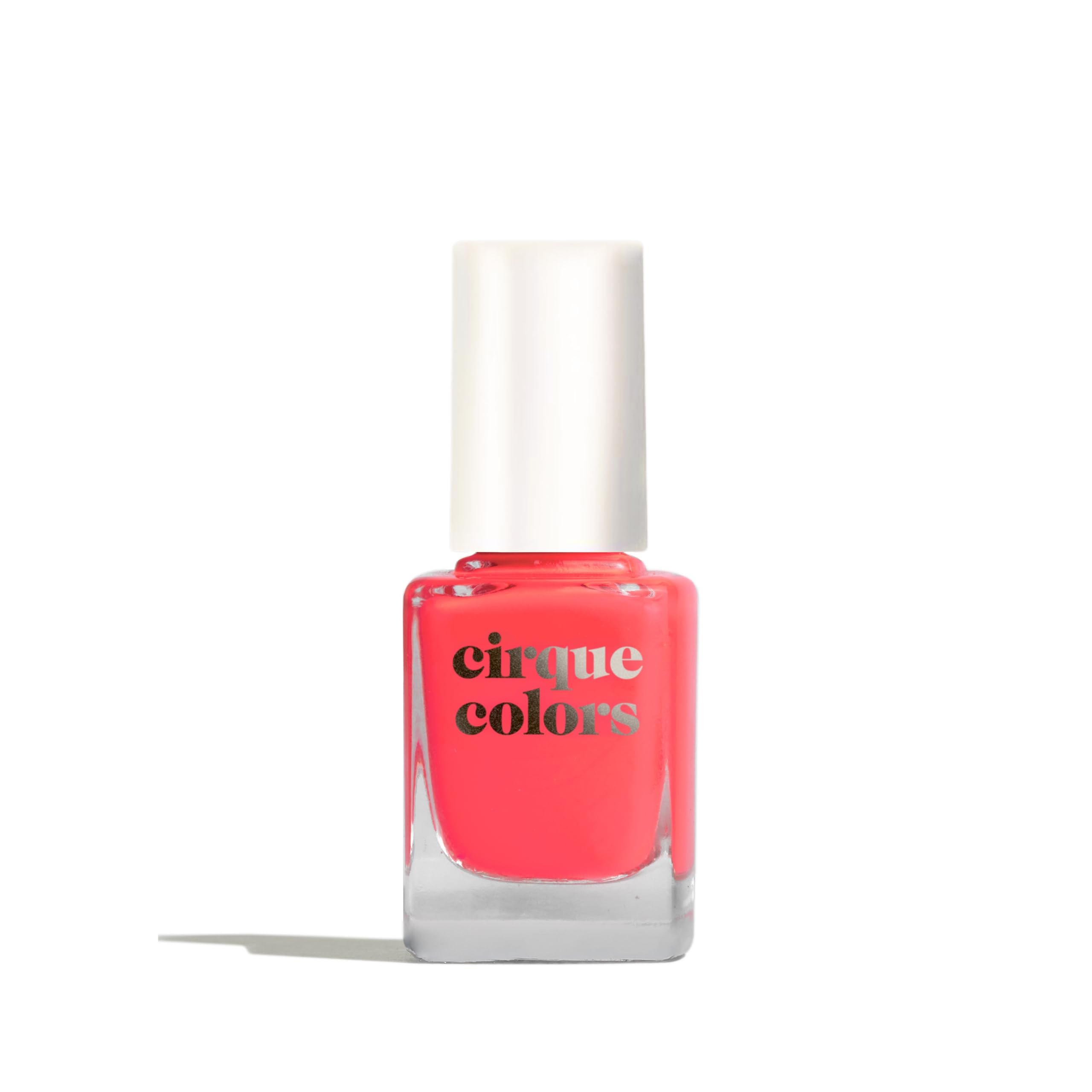 Cirque Colors Boozy Brunch bottle front view showing neon coral shade and label benefit