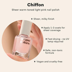 Cirque Colors close-up nail swatch of chiffon showing sheer milky finish benefit: natural look
