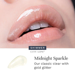 City Beauty before and after comparison highlights visible plumping and smoother lip texture after application