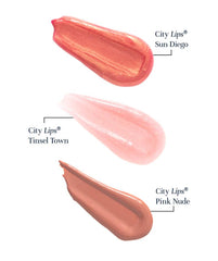 City Beauty City Lips on lips lifestyle image showing fuller-looking, sparkling lips