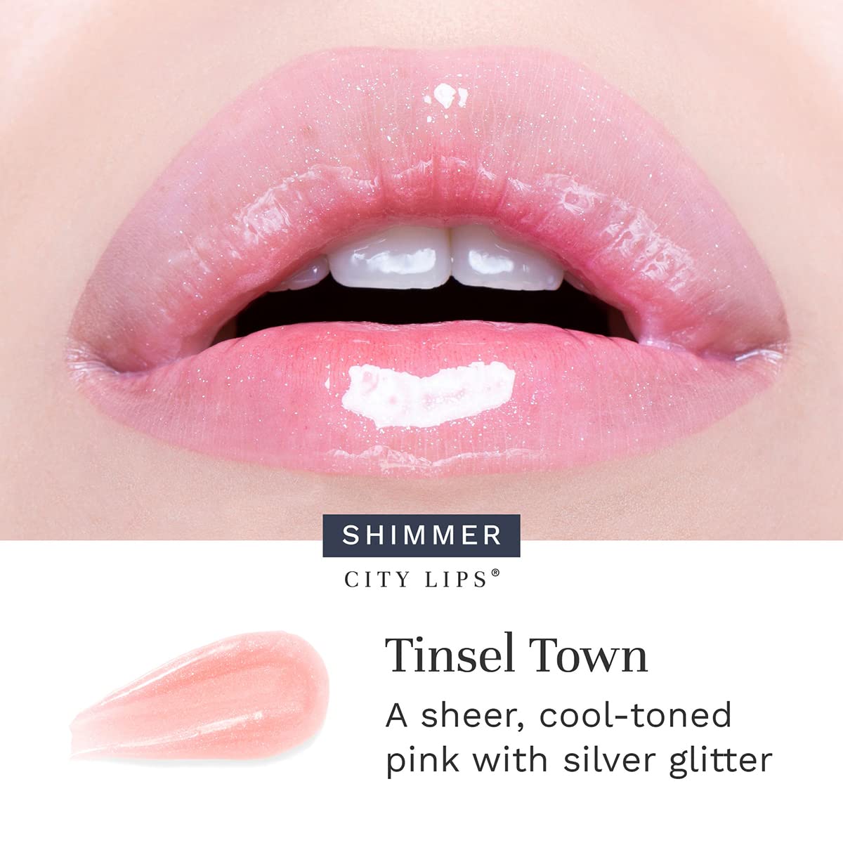 City Beauty City Lips texture swipe showing glossy shimmer and hydrated finish