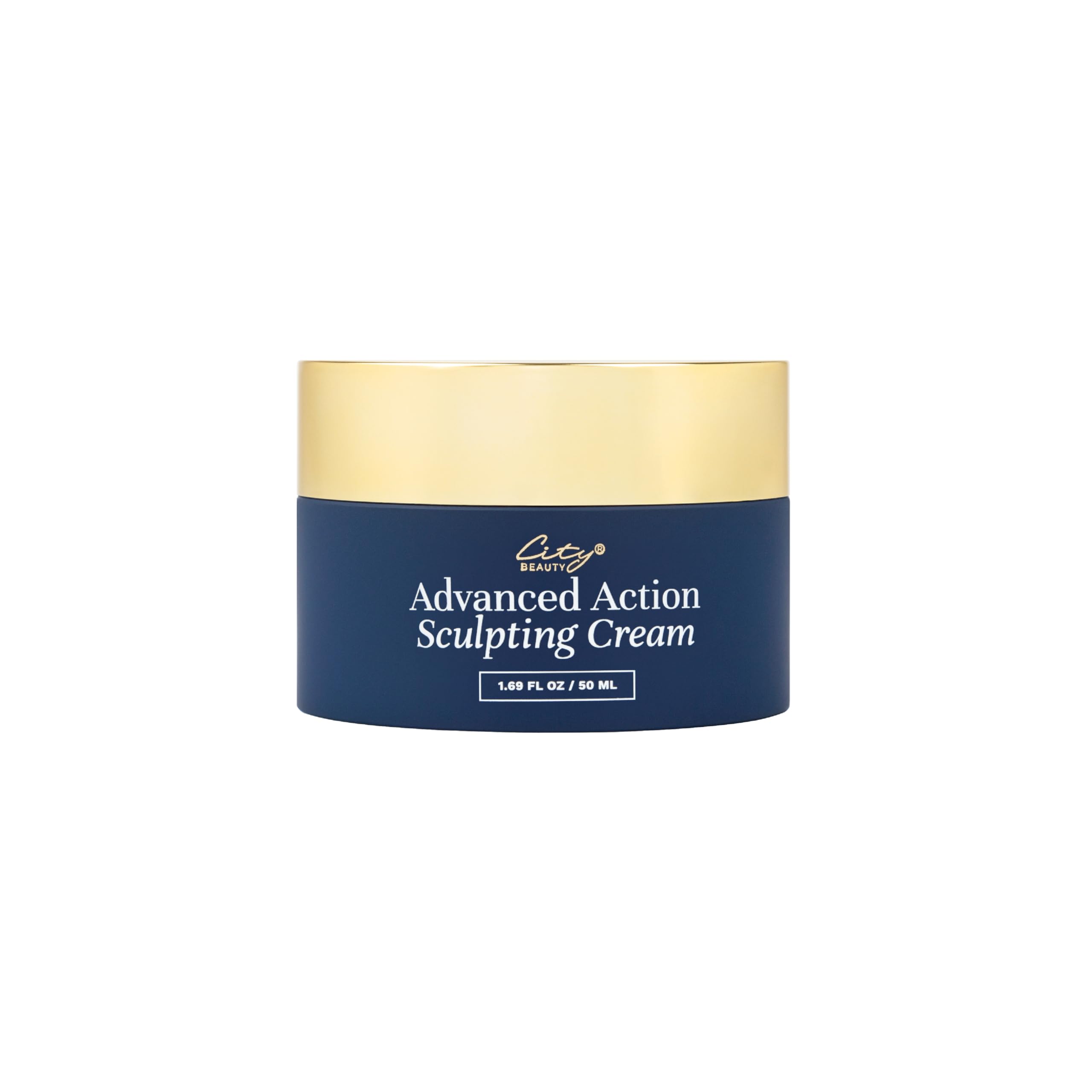 City Beauty jar front view showing sculpting cream for a firming benefit