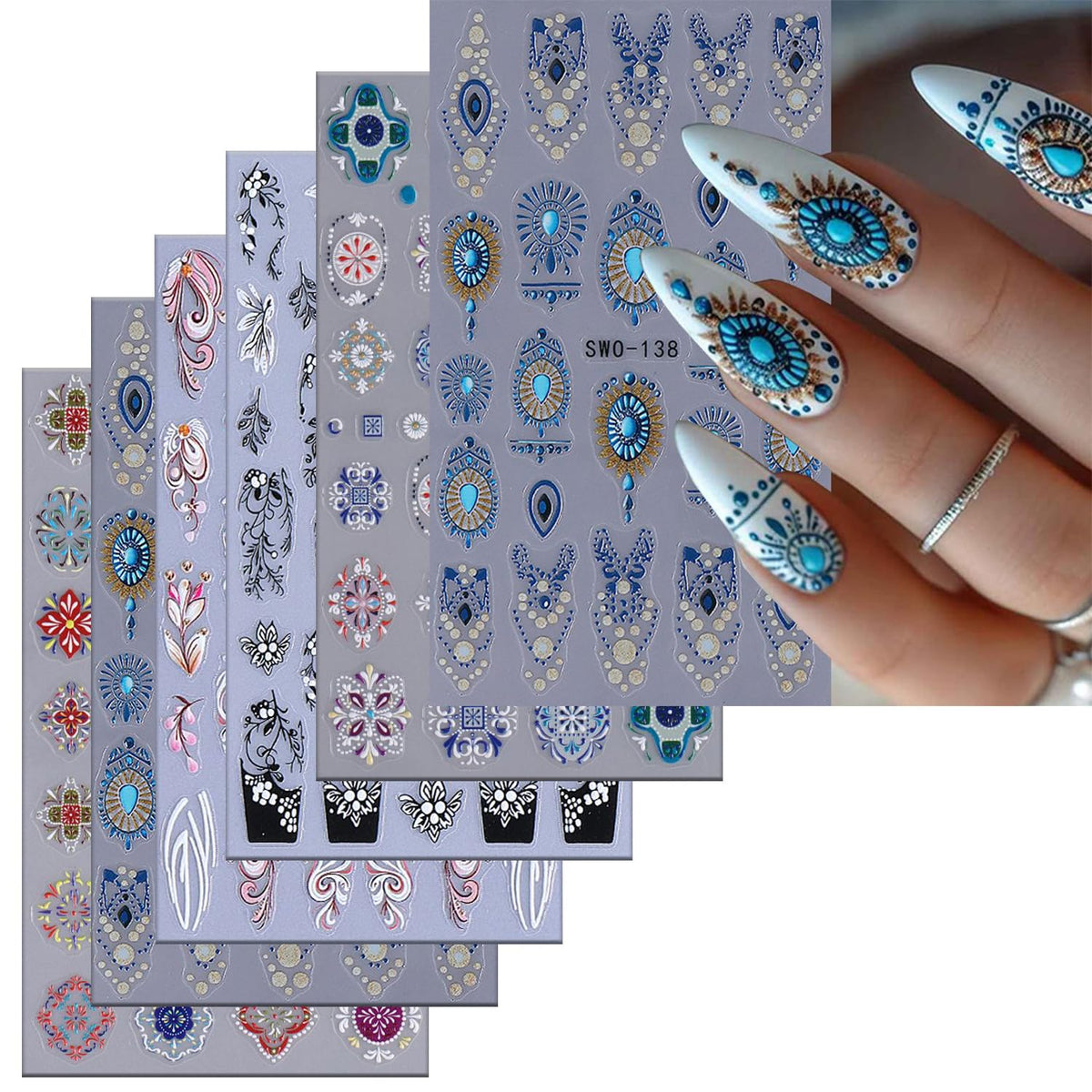 CJDLTS front packaging showing six sheets and bold bohemian designs for quick styling