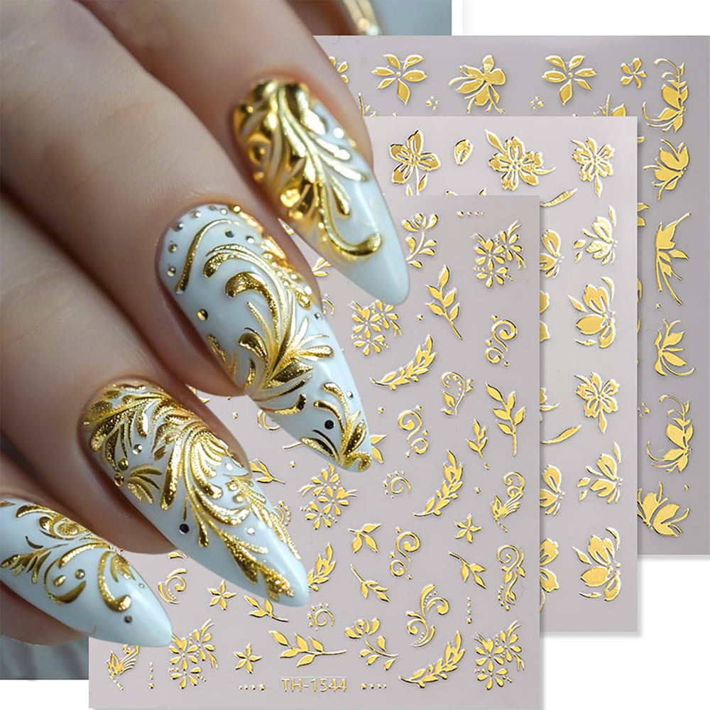 CJDLTS front packaging showing six gold floral sticker sheets and benefits