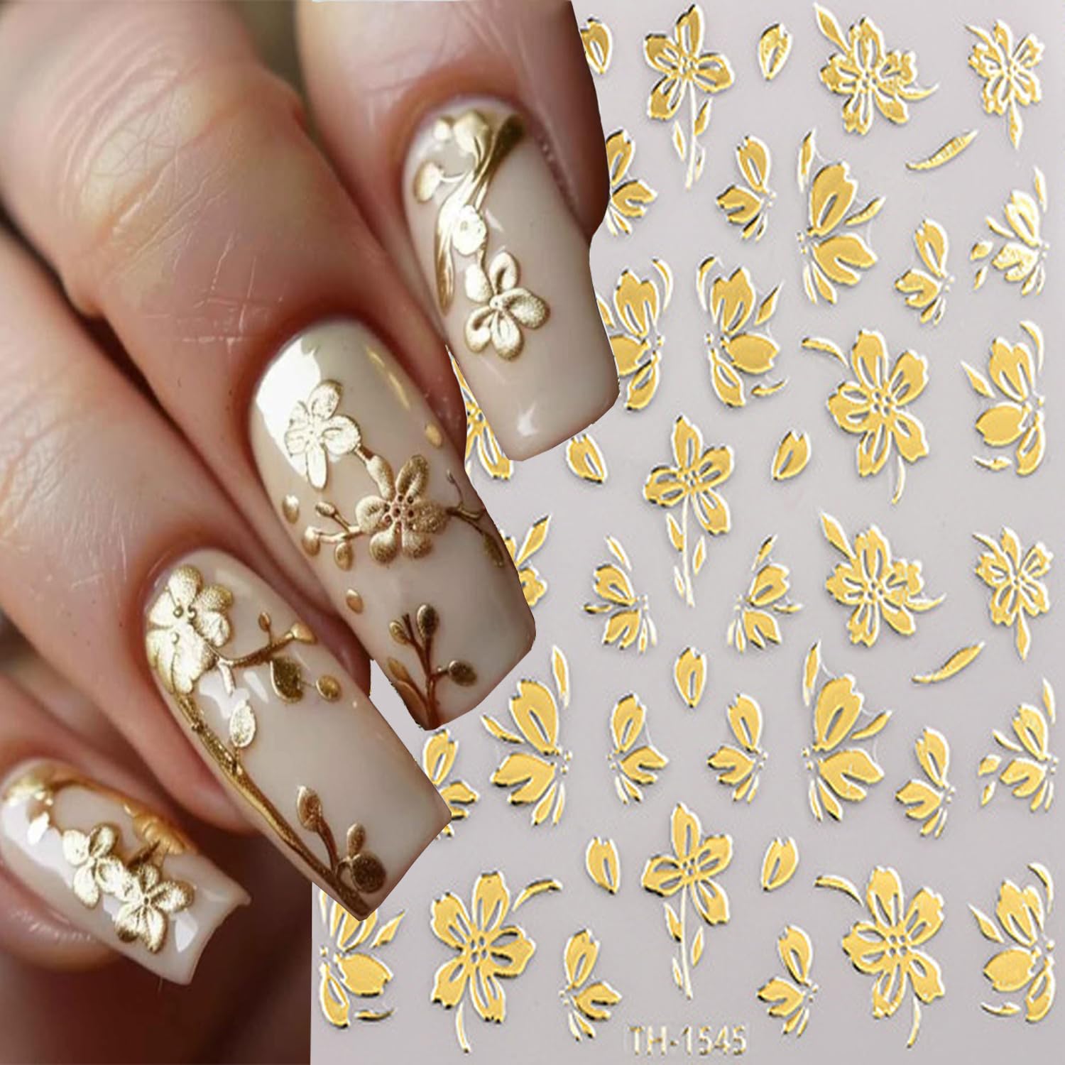 CJDLTS stickers applied on painted nails demonstrating instant glam
