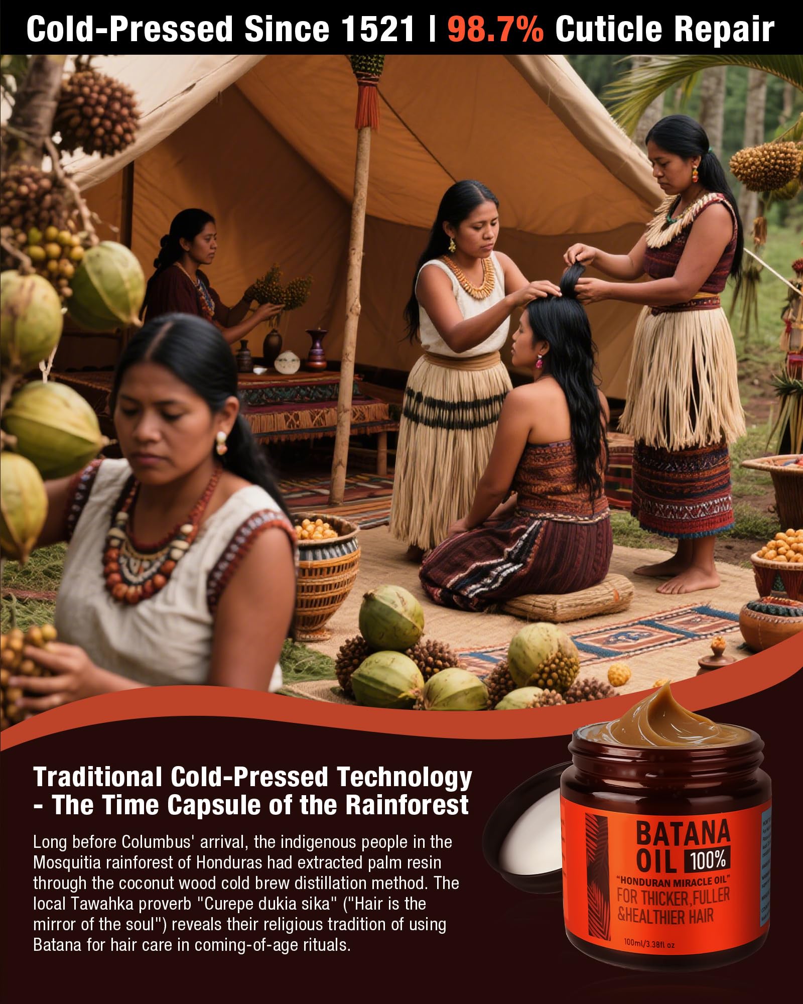 CKOWAJN Batana oil applied in hand demonstrating easy spread and nourishment