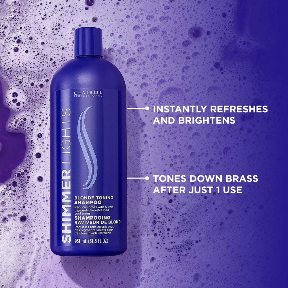 Clairol Professional shampoo lather on hair demonstrating cleansing and toning