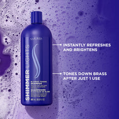 Clairol Professional shampoo lather on hair demonstrating cleansing and toning