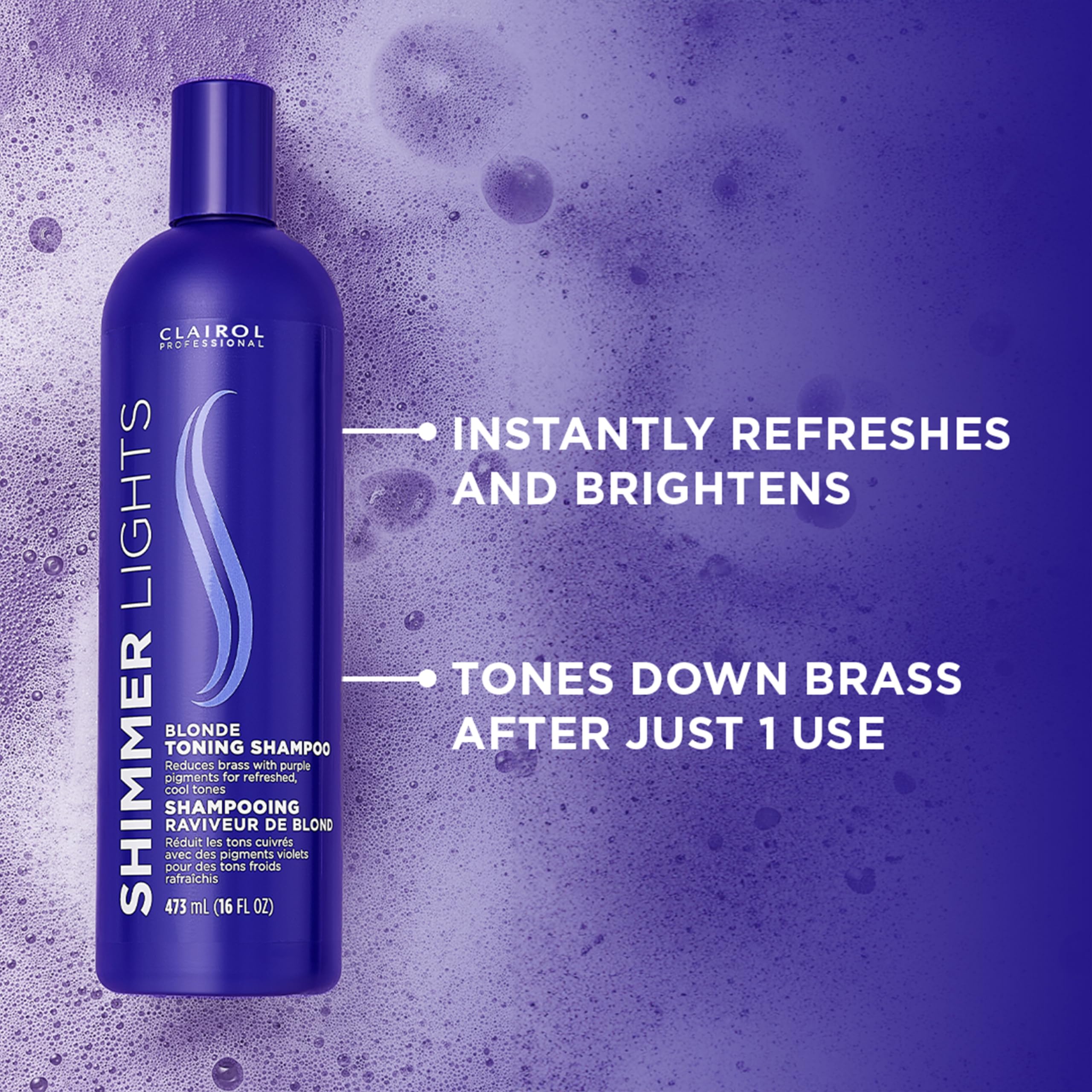 Clairol Professional lather on blonde hair demonstrating toning effect