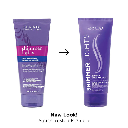 Clairol Professional Shimmer Lights open cap showing creamy violet mask texture and easy dispensing