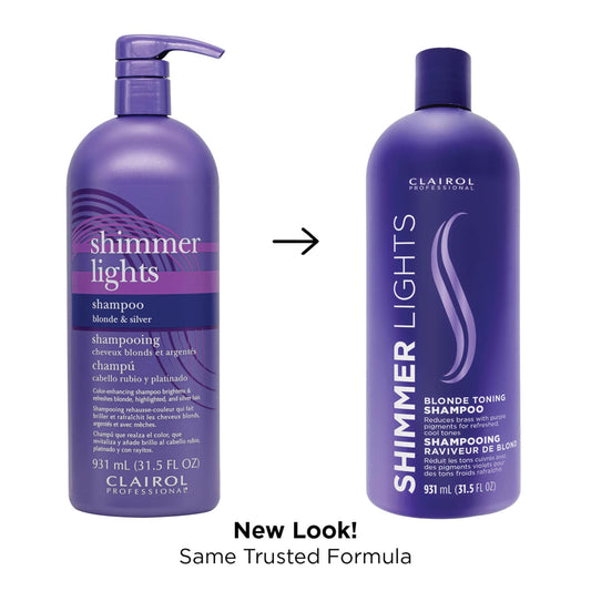 Clairol Professional purple shampoo pouring to show creamy texture and coverage