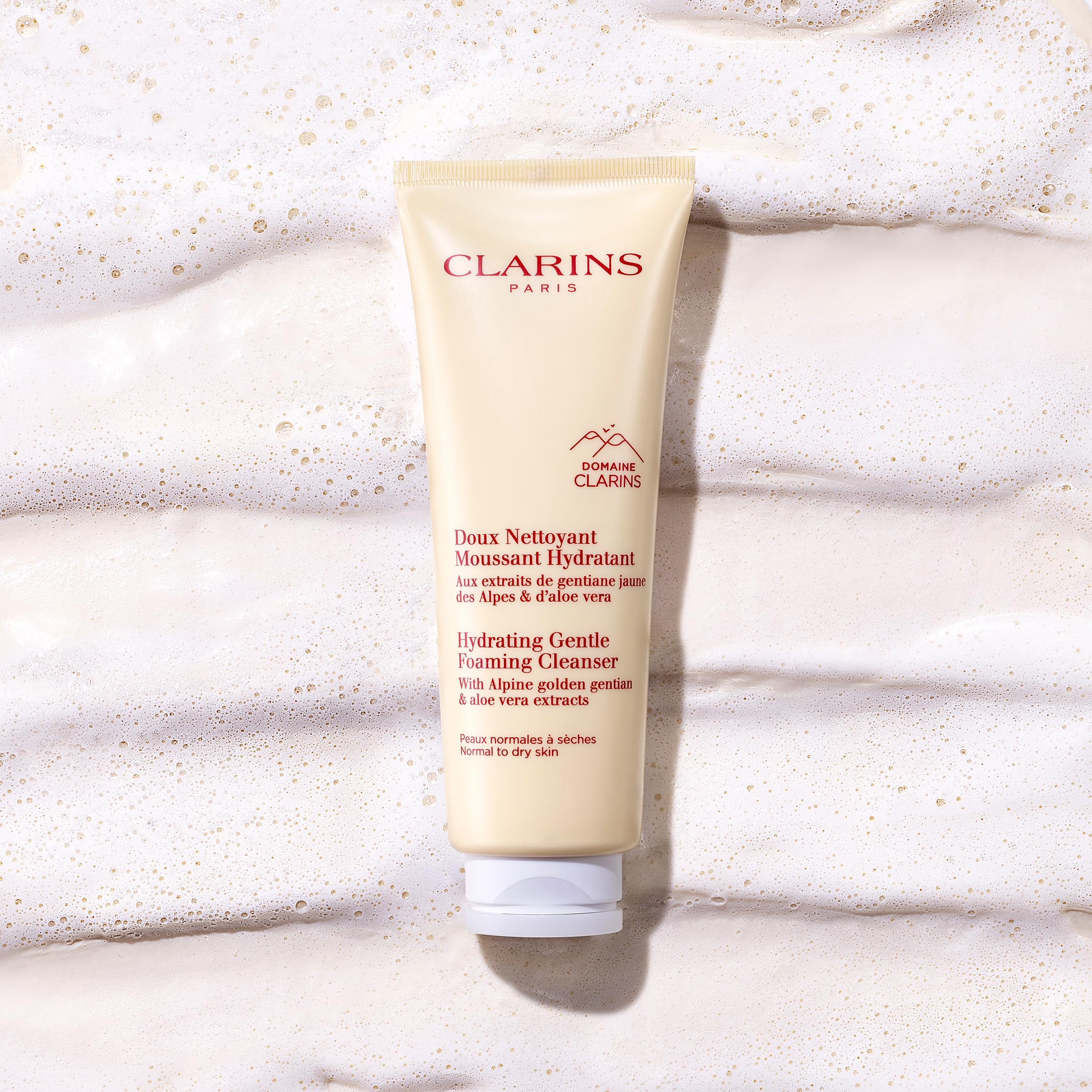 Clarins application on face demonstrating morning routine and gentle removal