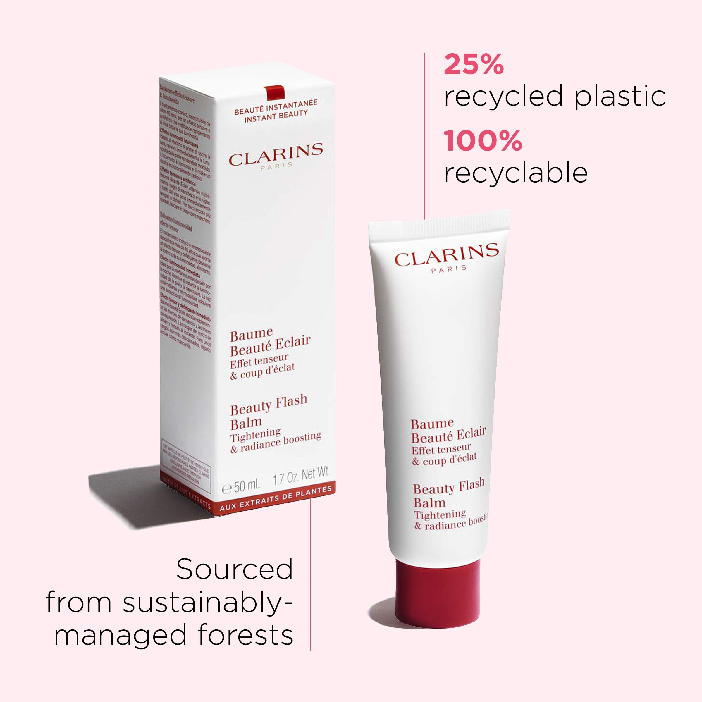 Clarins balm on bathroom shelf in lifestyle shot promoting daily routine convenience