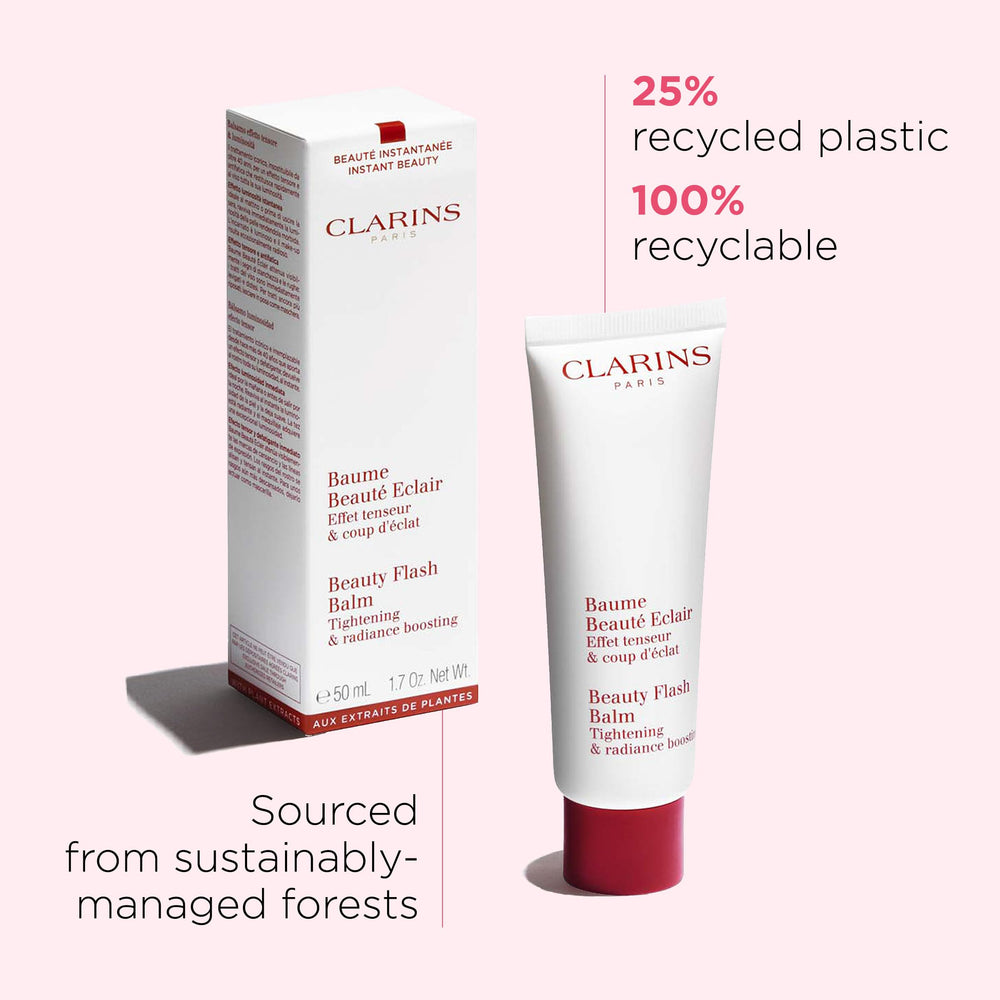 Clarins balm on bathroom shelf in lifestyle shot promoting daily routine convenience