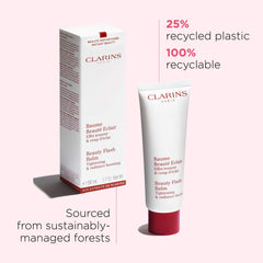 Clarins balm on bathroom shelf in lifestyle shot promoting daily routine convenience