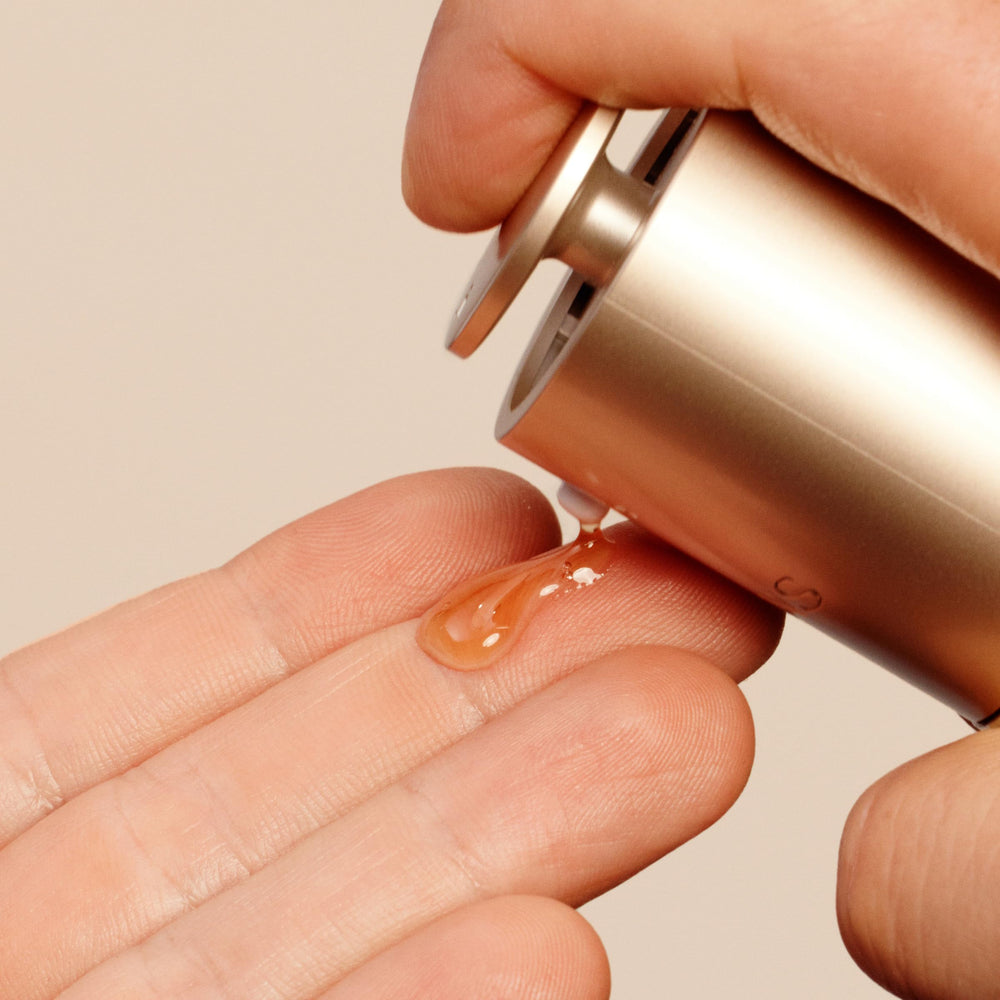 Clarins before and after texture comparison showing refined pores and improved glow