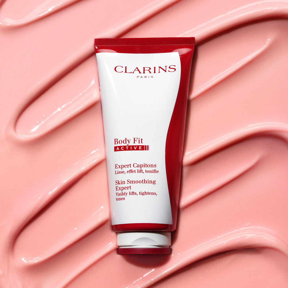 Clarins bottle label detail highlighting active plant ingredients