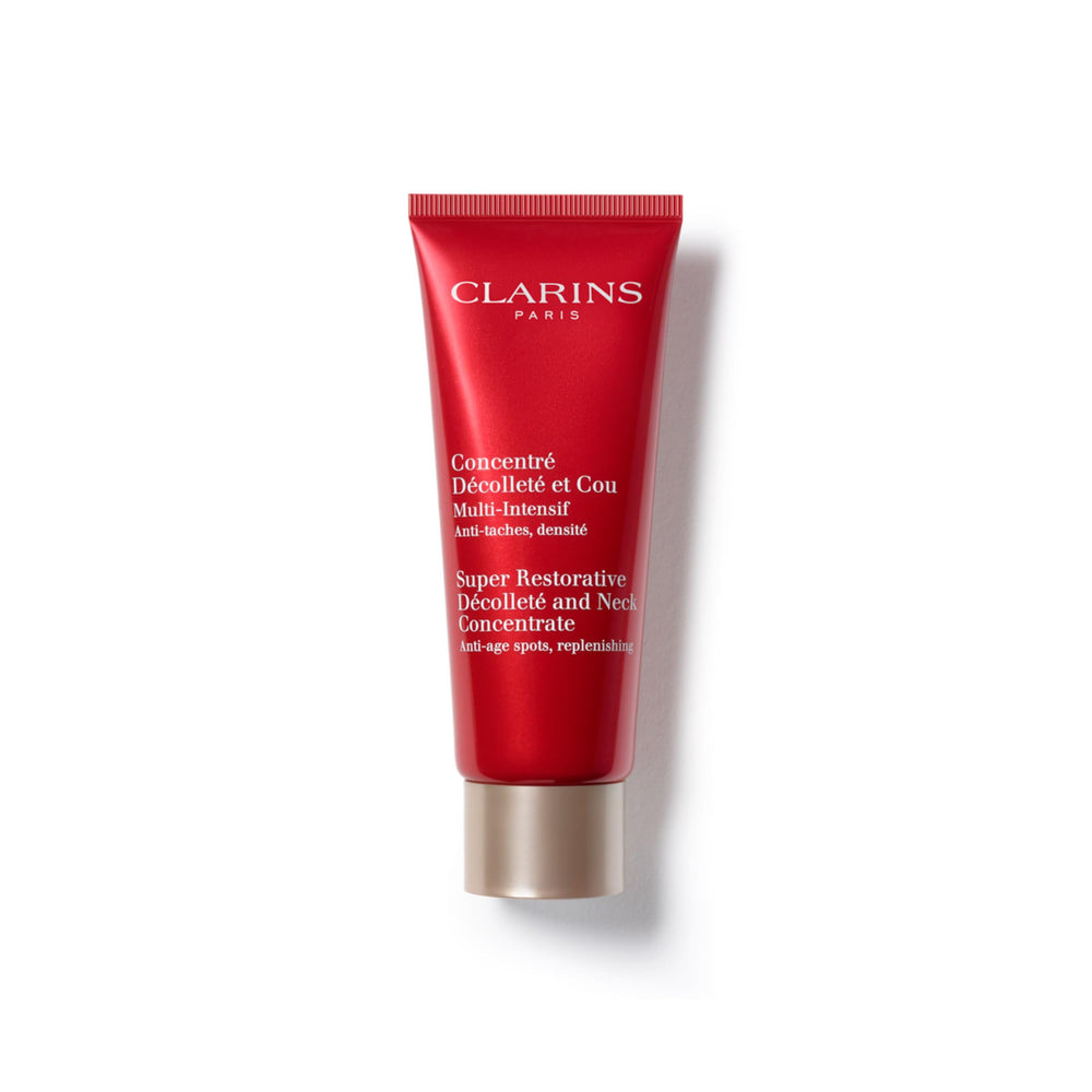 Clarins jar front view showing label and elegant packaging, conveys premium care