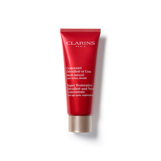 Clarins jar front view showing label and elegant packaging, conveys premium care